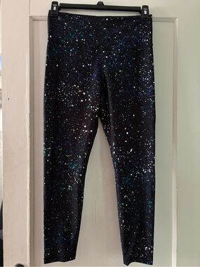 Old Navy Black Galaxy-Print Leggings with Blue & White Speckles